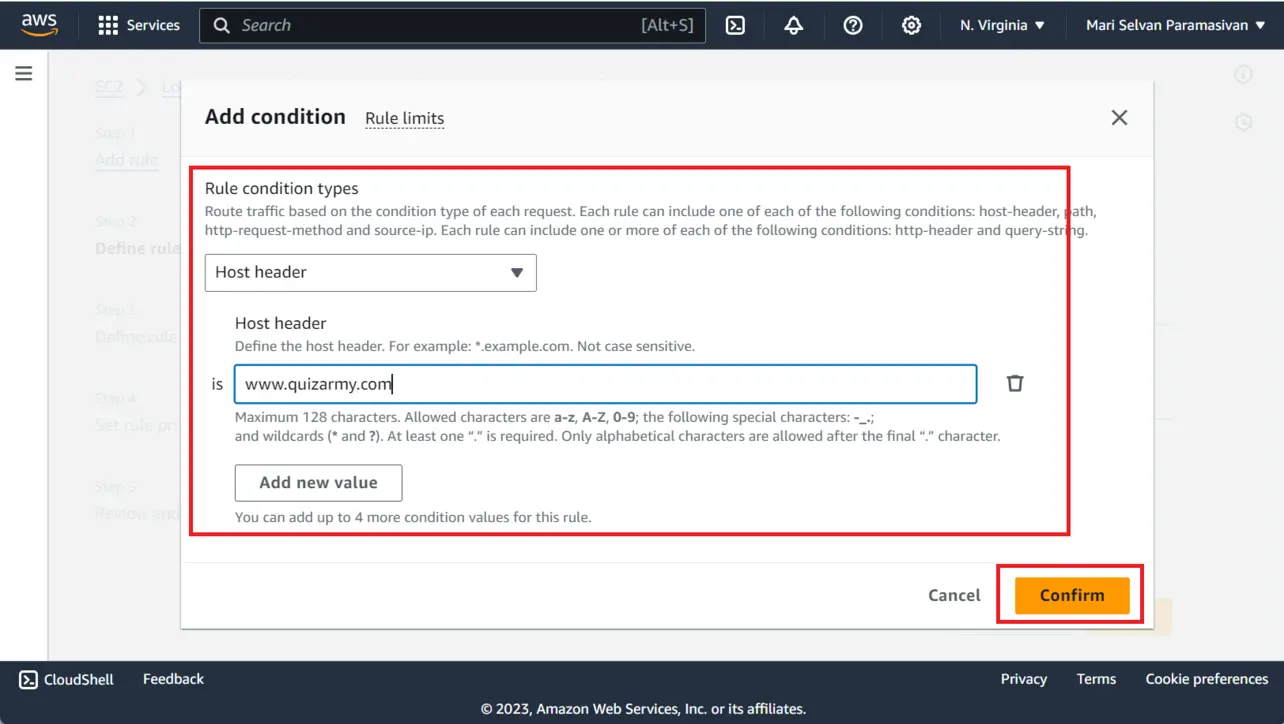 HTTPS listener rule host header www only