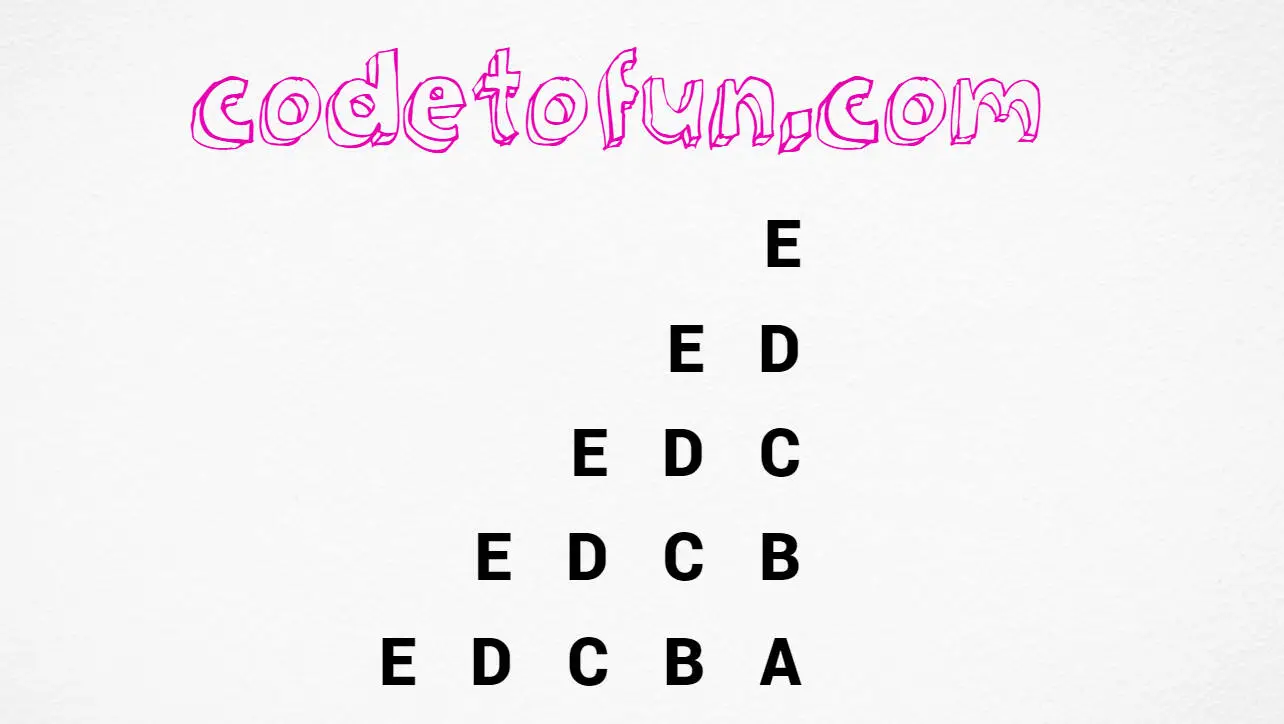 Reverse alphabet pyramid pattern output in Python programming