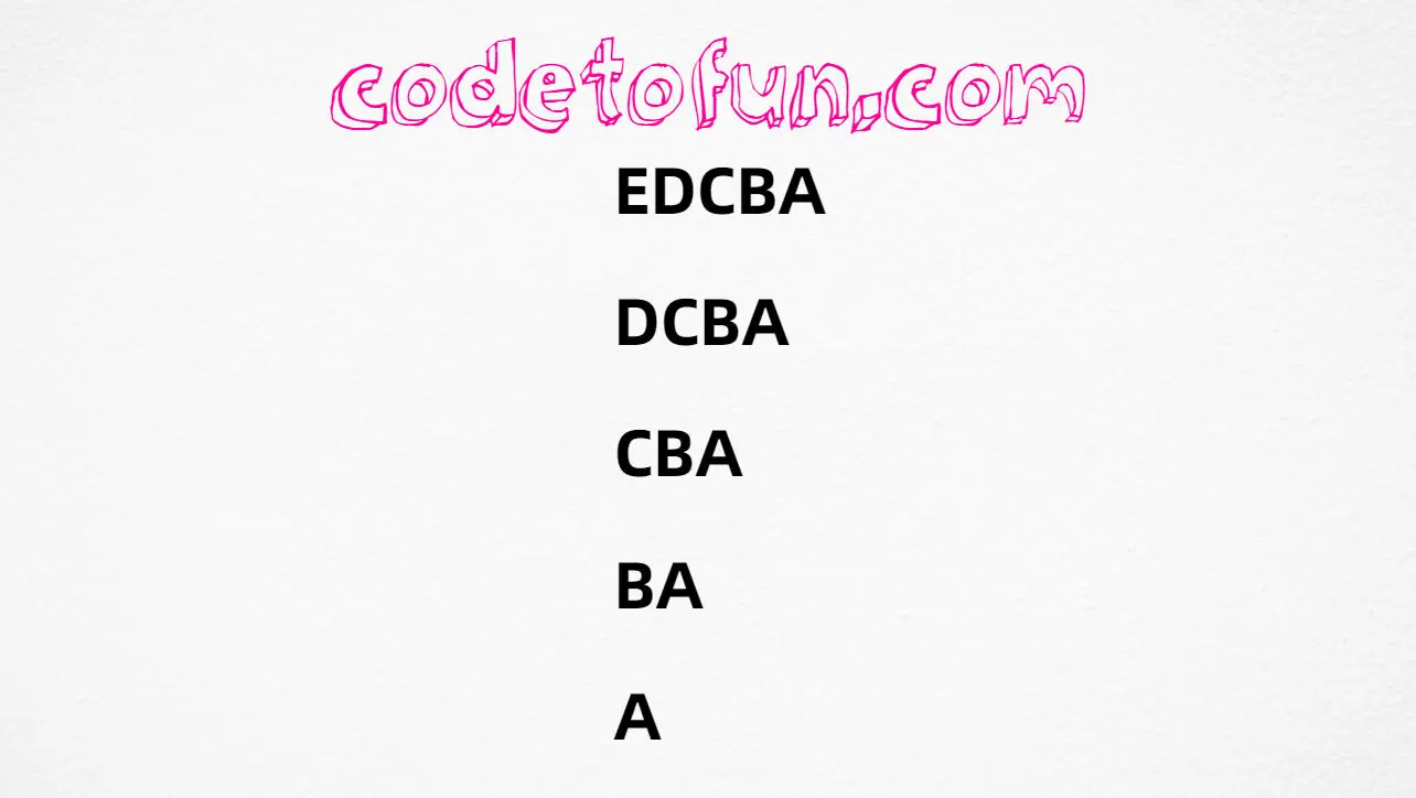Reverse alphabet pattern output in Python programming