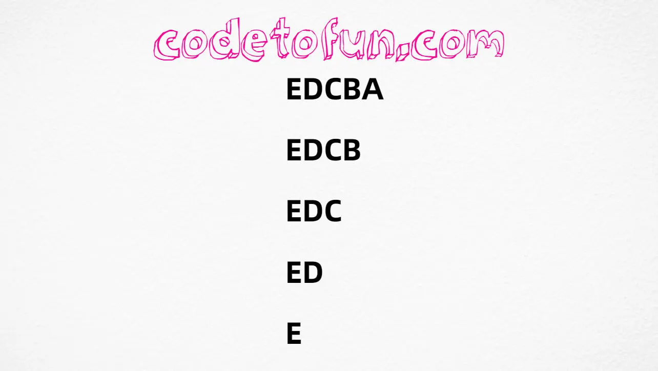 Reverse alphabet pattern output in Python programming