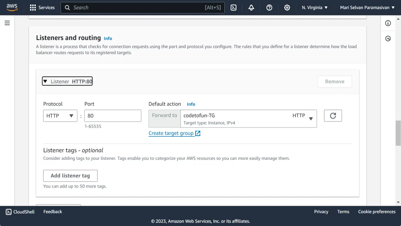 ALB listeners and default routing to a target group
