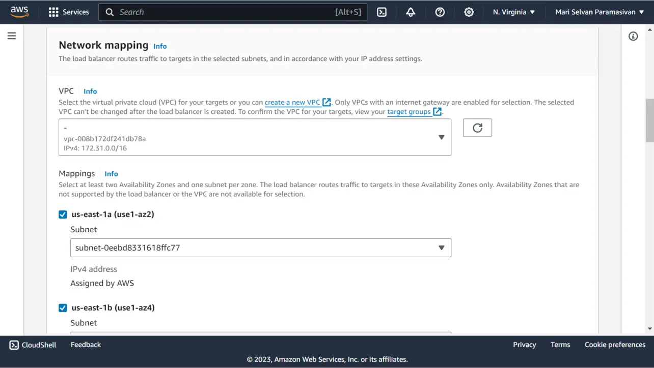 ALB network mapping VPC and subnet selection