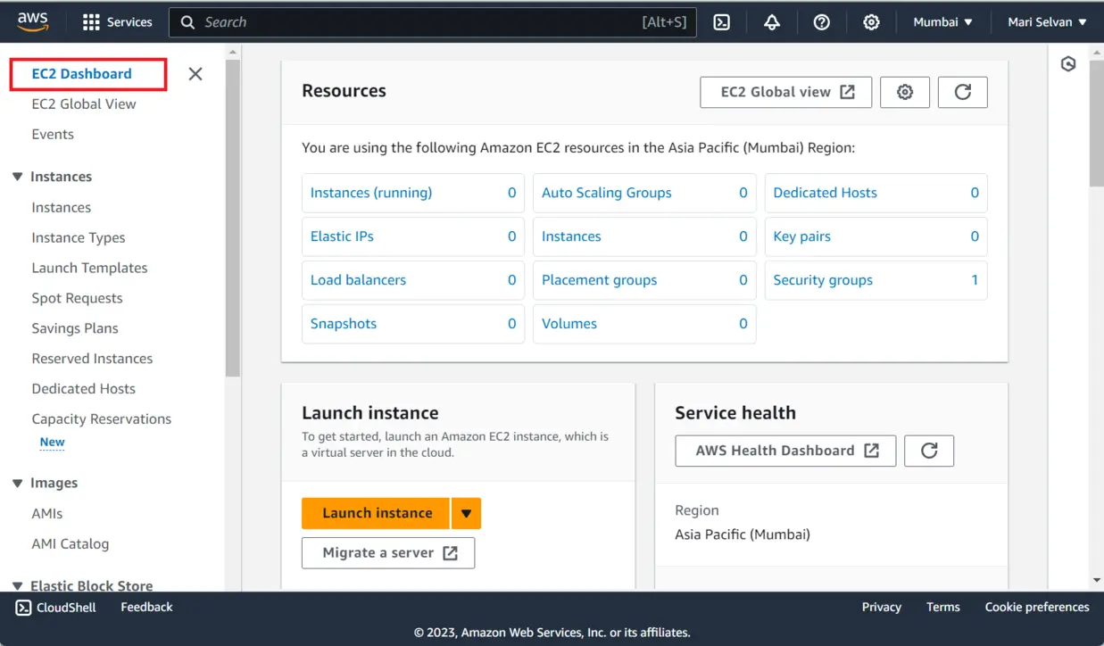 EC2 console navigation to Target Groups under Load Balancing