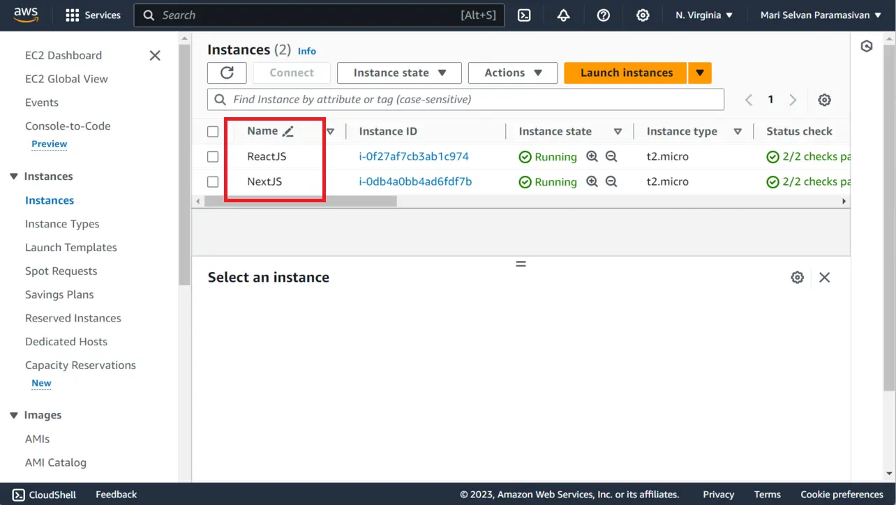 Two EC2 instances registered as targets behind a load balancer