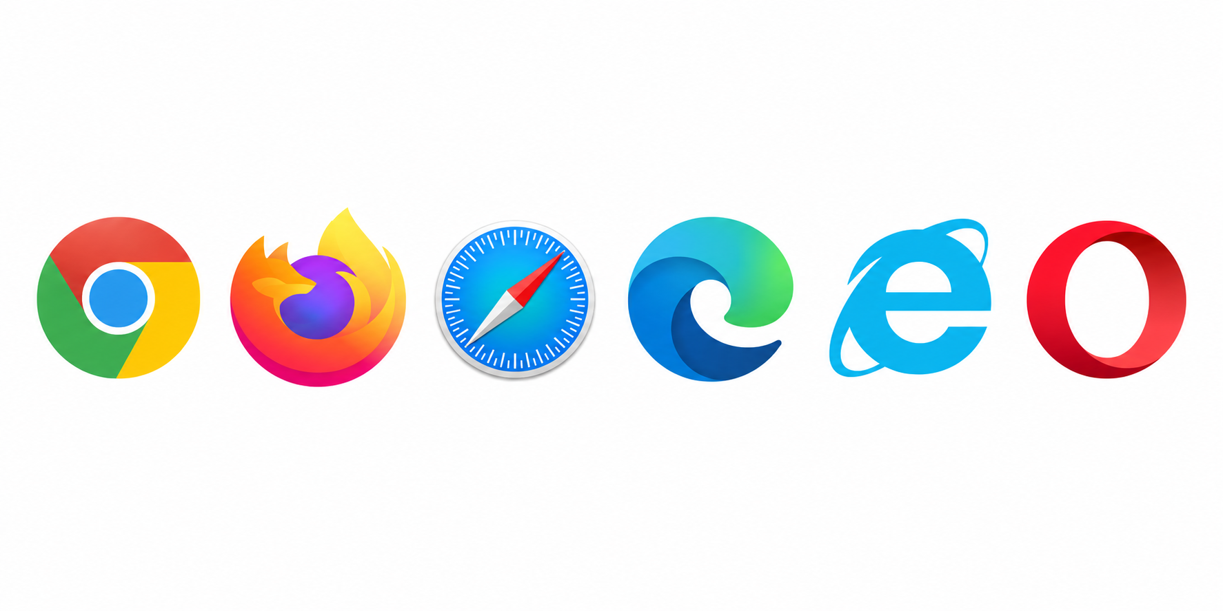Browser logo sprite sheet containing Chrome, Firefox, Safari, Edge, Internet Explorer, and Opera icons