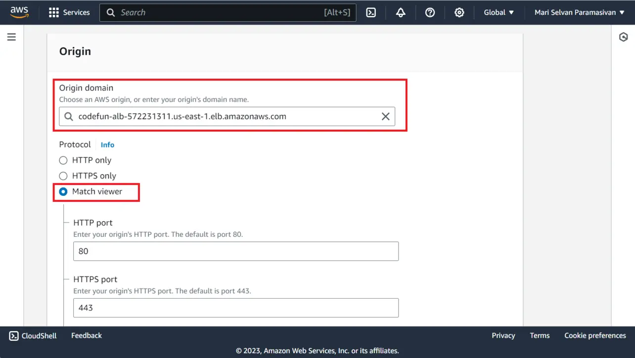 CloudFront origin domain and protocol policy