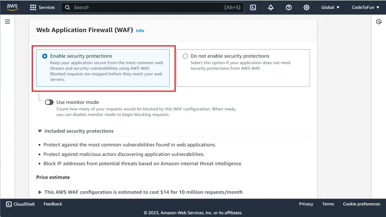 CloudFront WAF security options