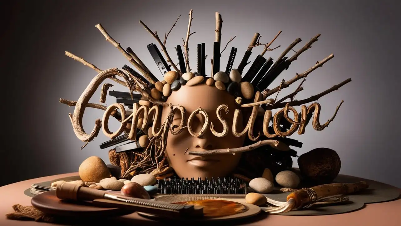 Canvas composition tutorial illustration showing layered shapes and blending