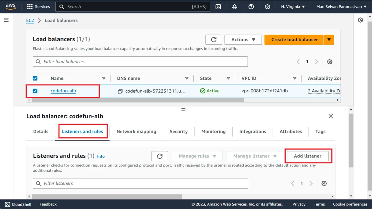 Application Load Balancer listeners and Add listener