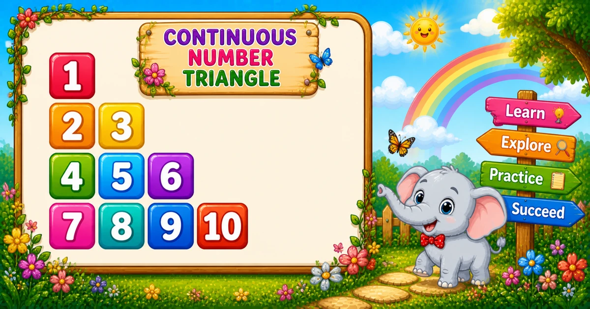 Continuous number triangle output (1; 2 3; 4 5 6; 7 8 9 10) in C++ programming