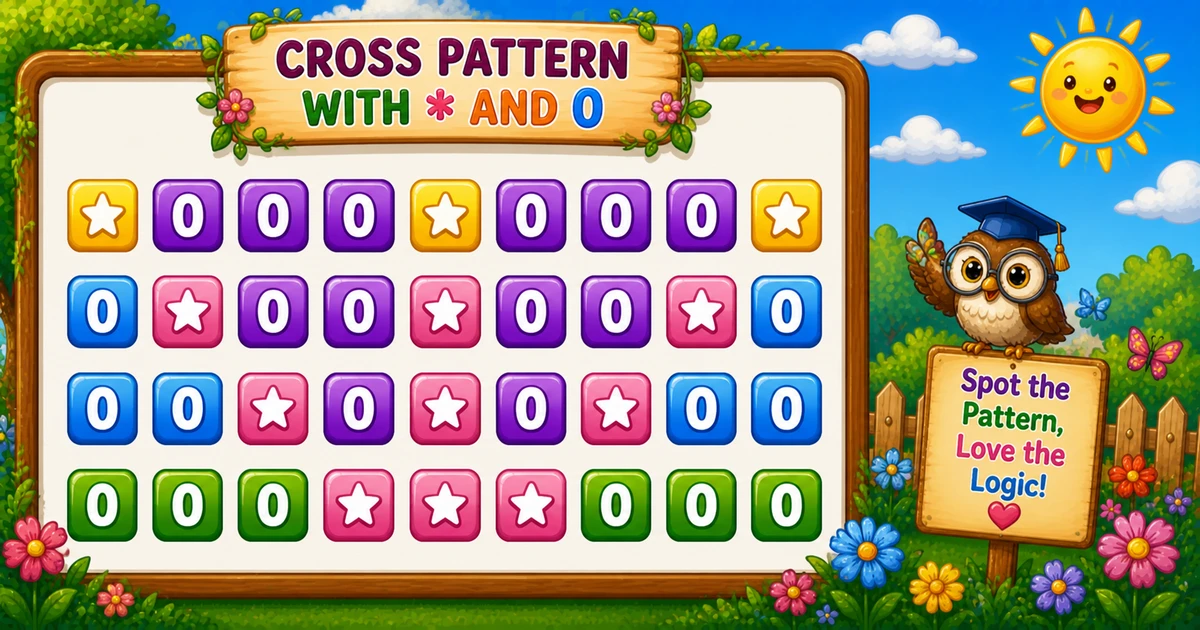Star cross pattern in Java with 0s (X shape plus middle column)