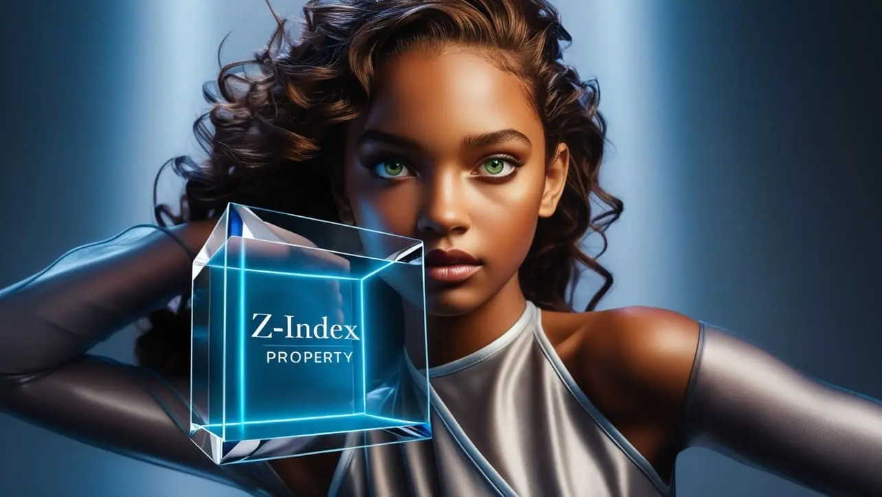 CSS z-index property tutorial showing overlapping elements stacked in order