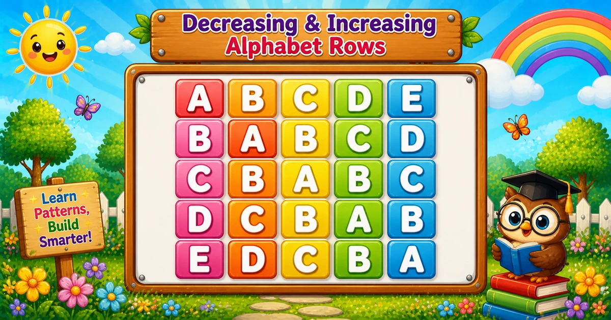 Alphabet rows ABCDE then BABCD then CBABC then DCBAB then EDCBA in C++
