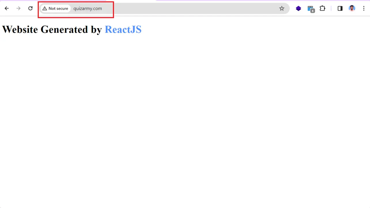 Browser showing site served via custom domain