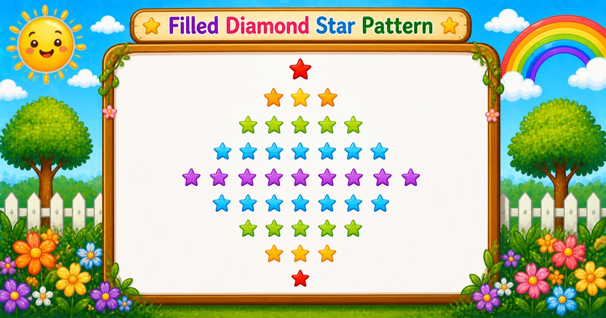 Filled diamond star pattern output in C++ programming