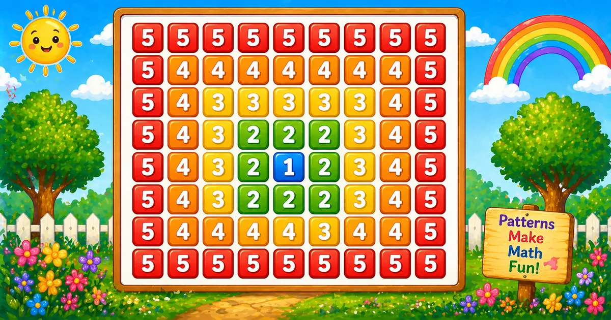 Concentric number diamond pattern output in Java (5..1..5 mirrored into a diamond-like shape)