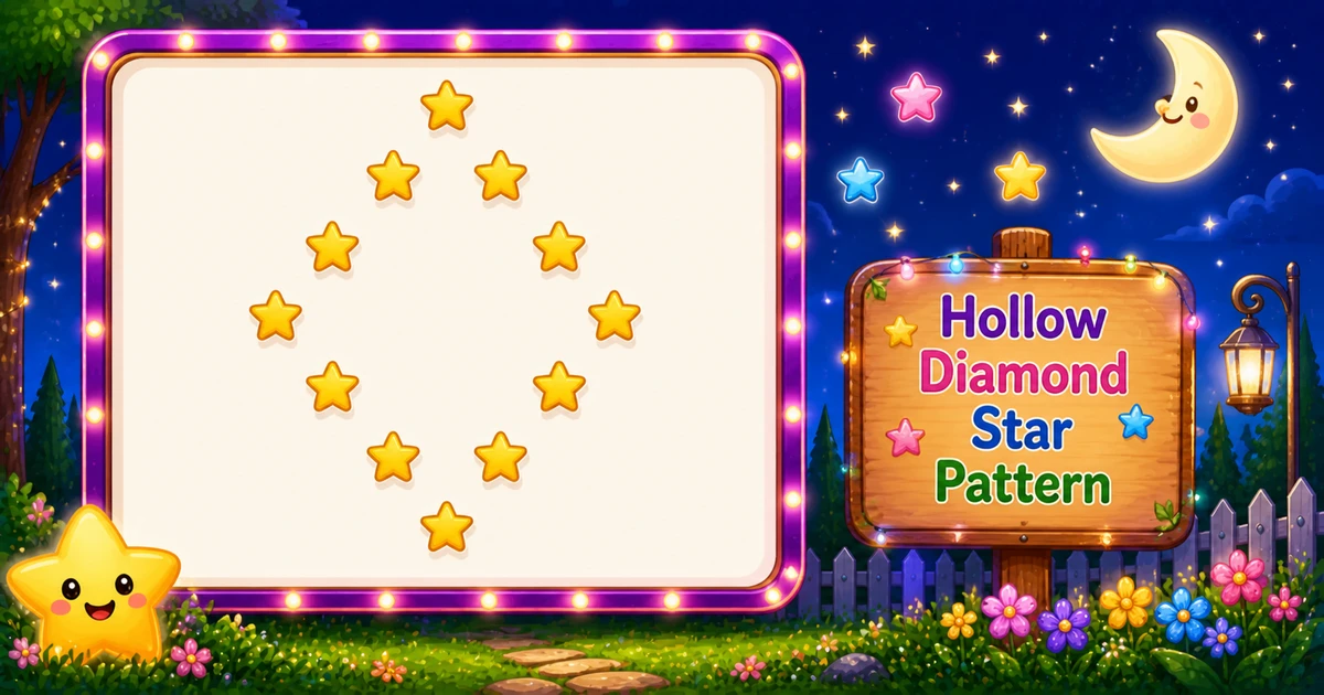 Hollow diamond star pattern output in PHP programming