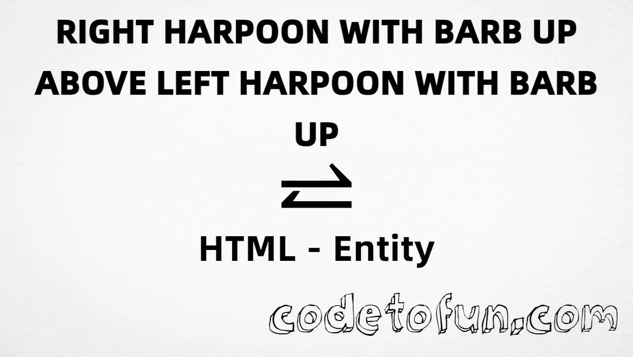 HTML entity for Right Harpoon Barb Up Above Left Harpoon Barb Up (U+2968) — named &ruluhar;, hex, decimal, and CSS tutorial