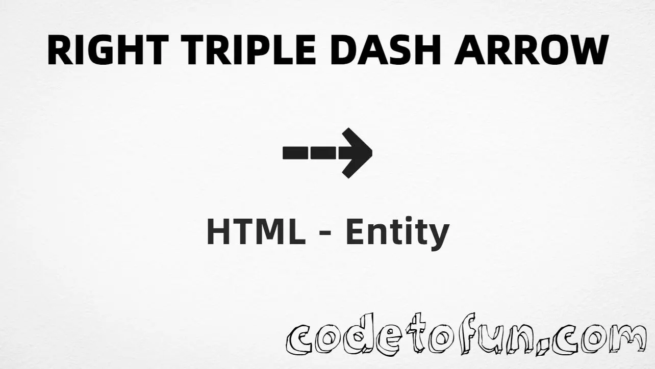 HTML entity for Right Triple Dash Arrow (U+290F) — named &rBarr;, hex, decimal, and CSS tutorial