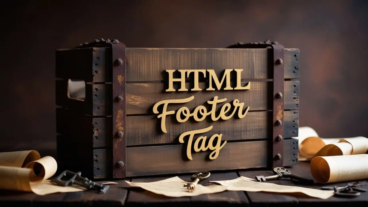 HTML footer tag tutorial — semantic page footer with copyright and navigation