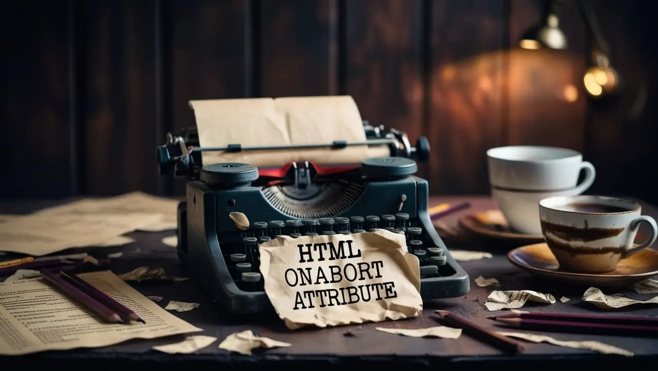 HTML onabort attribute tutorial — handle media load abort events on img audio and video elements