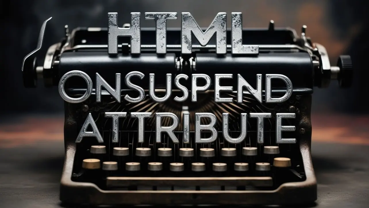 HTML onsuspend attribute tutorial — JavaScript when media data loading is suspended on audio or video