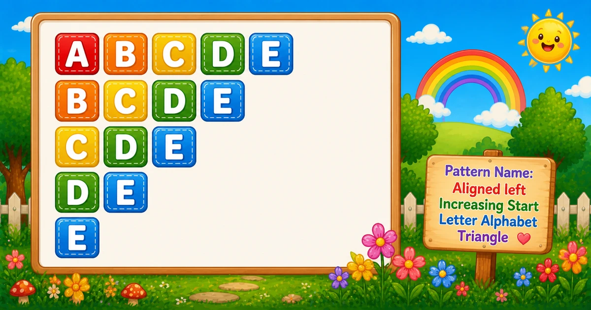 Alphabet triangle ABCDE, BCDE, CDE, DE, E in C++ programming