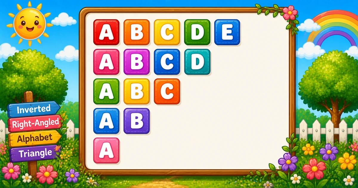 Inverted alphabet triangle ABCDE, ABCD, ABC, AB, A in C++ programming