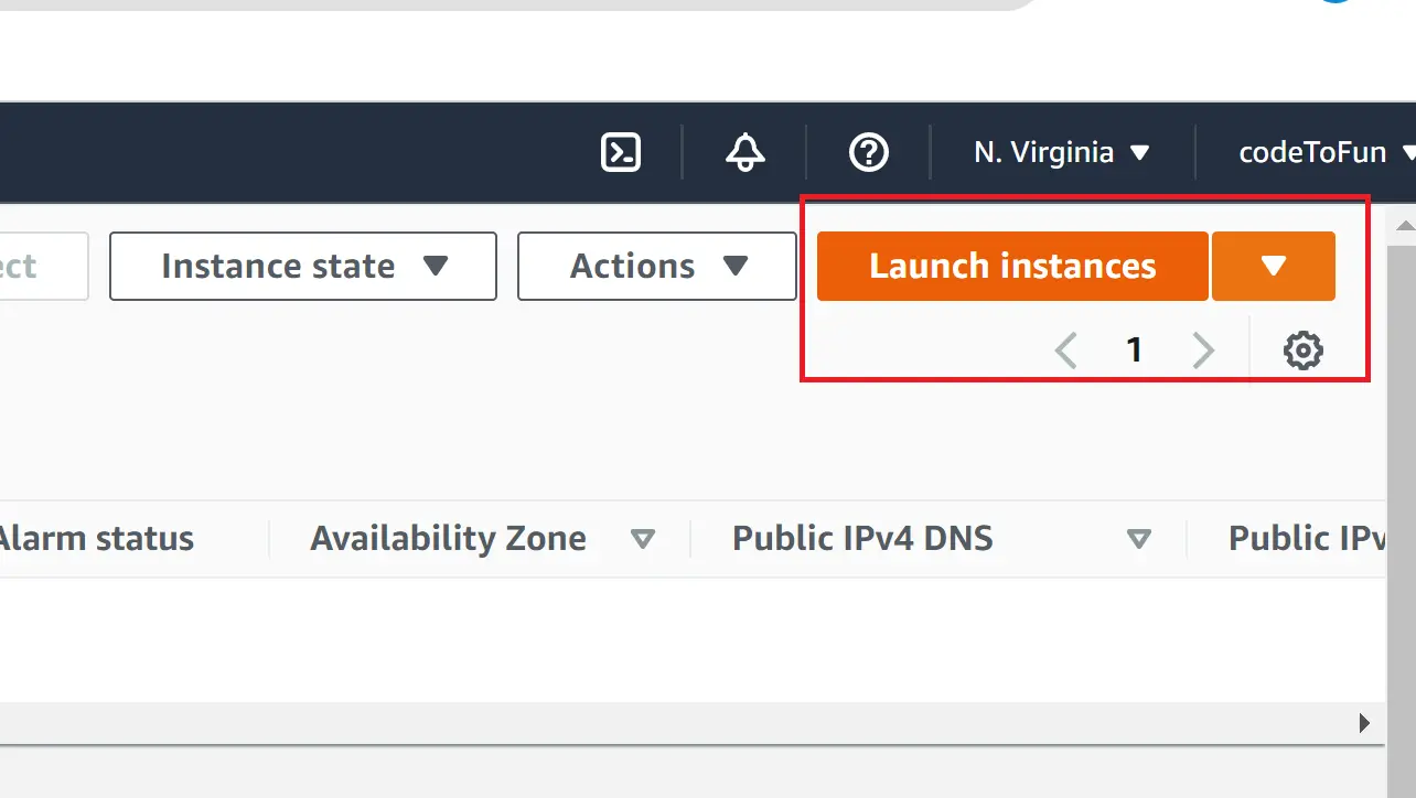 EC2 Launch instances button