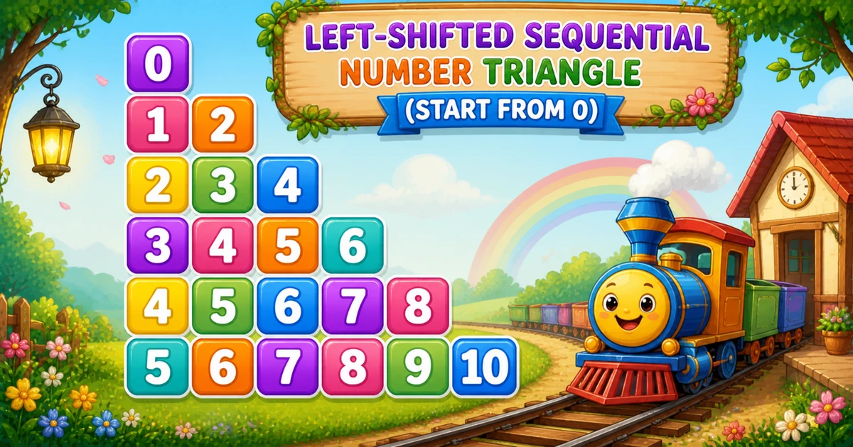 Number triangle output using i+j starting from 0 (0, 1 2, 2 3 4, ..., 5 6 7 8 9 10) in Java programming