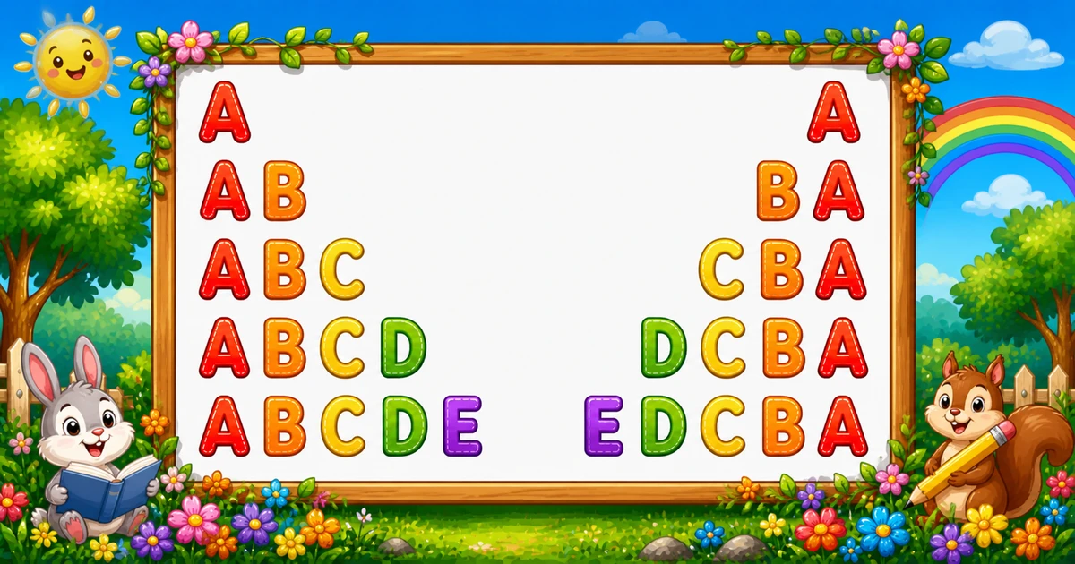 Mirrored alphabet rows with spaces between left and right halves in Java