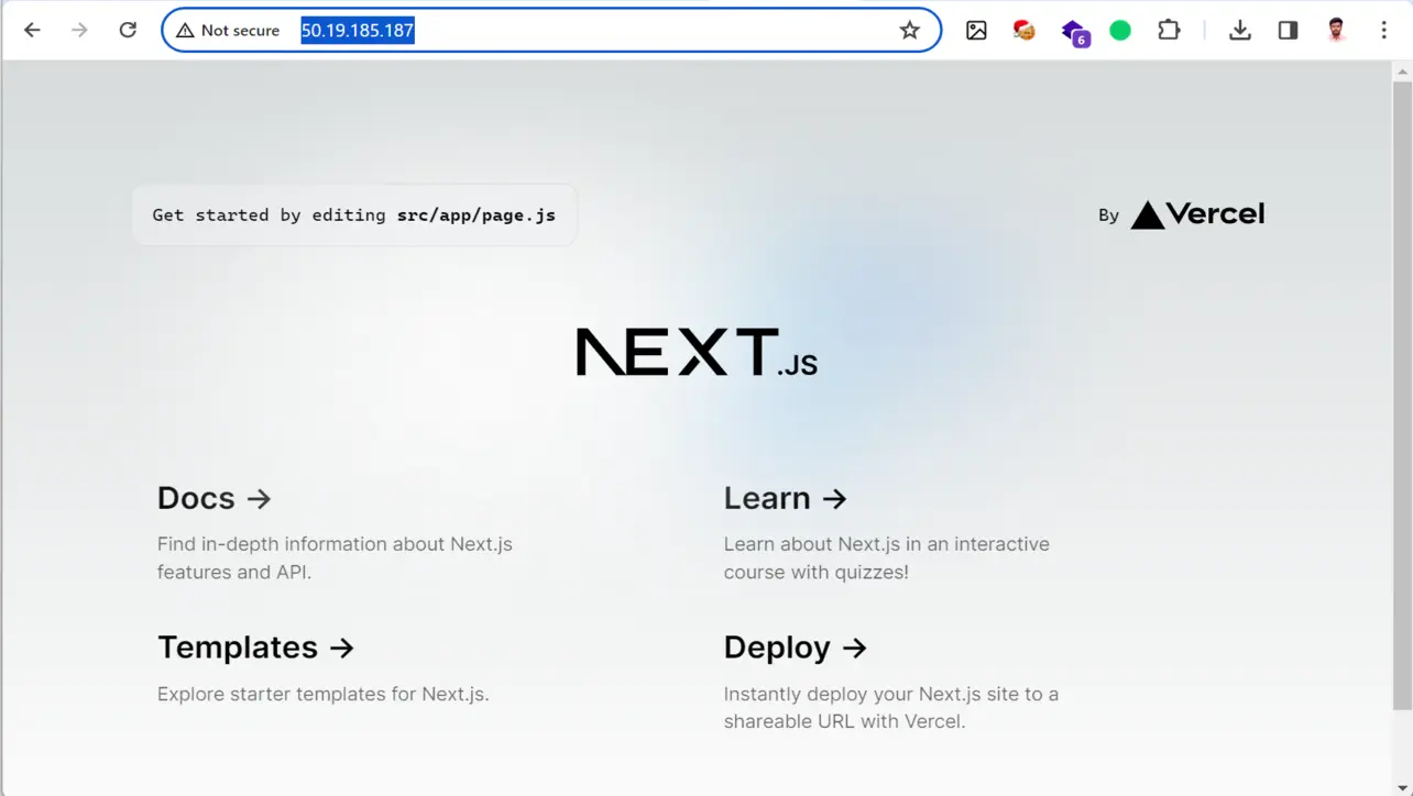Next.js app in browser via EC2 public address