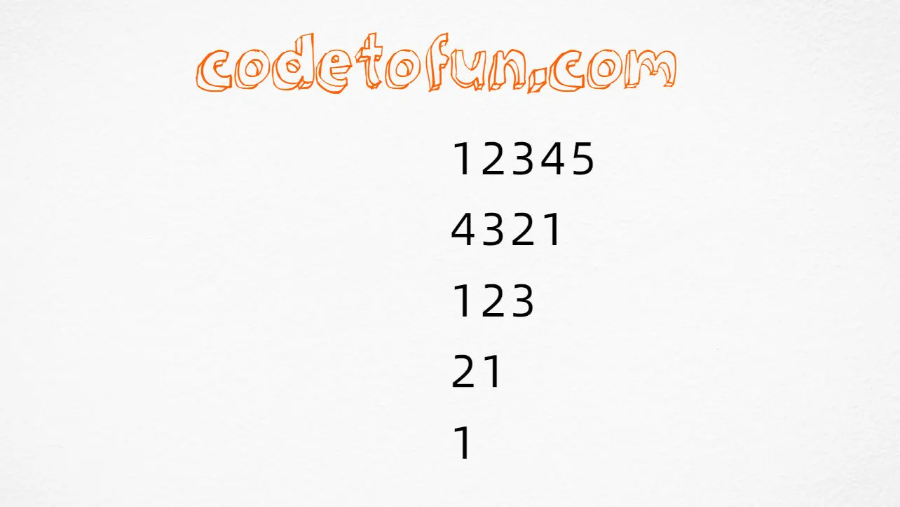 Alternating number triangle output (12345, 4321, 123, 21, 1) in JavaScript programming