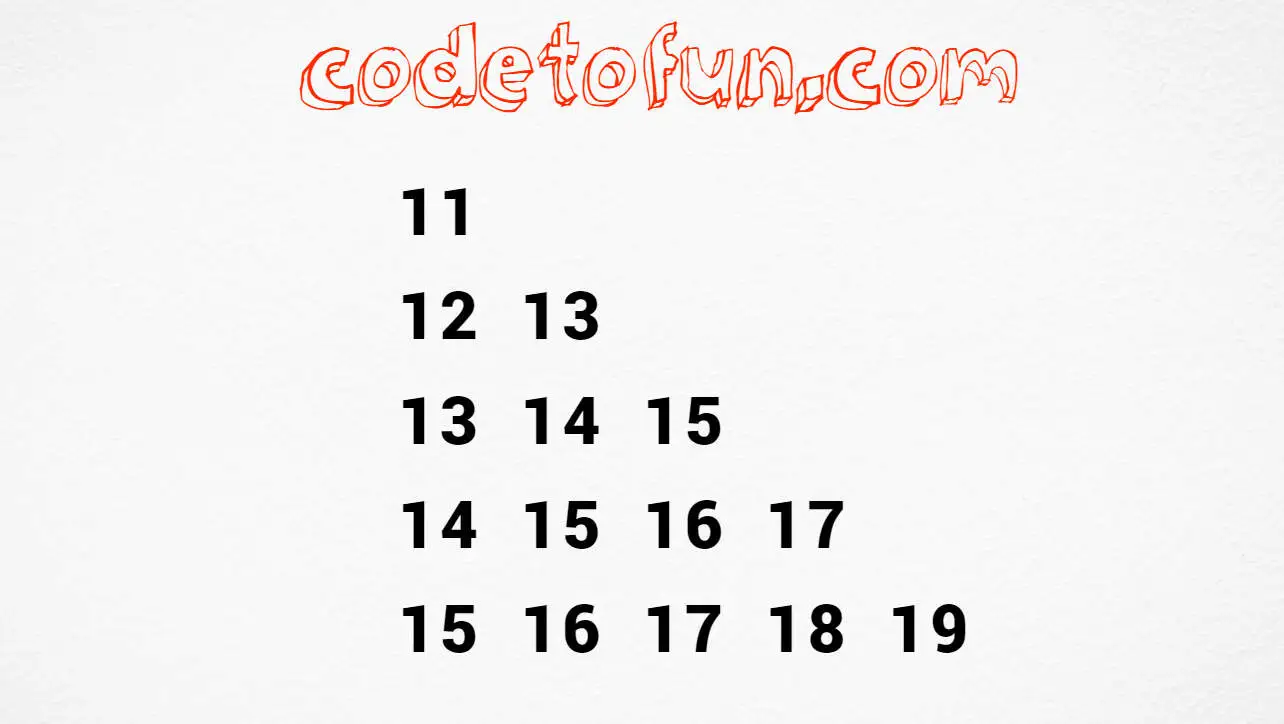 Left-shifted sequential number triangle output in C programming