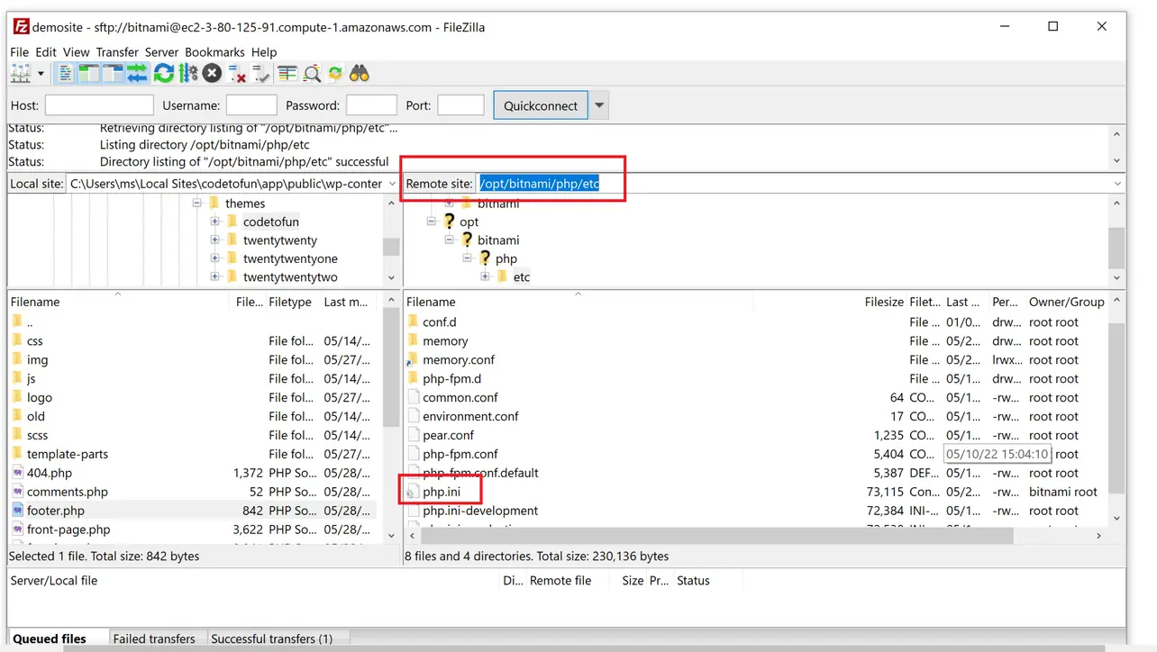 Locating php.ini for Bitnami PHP on the server