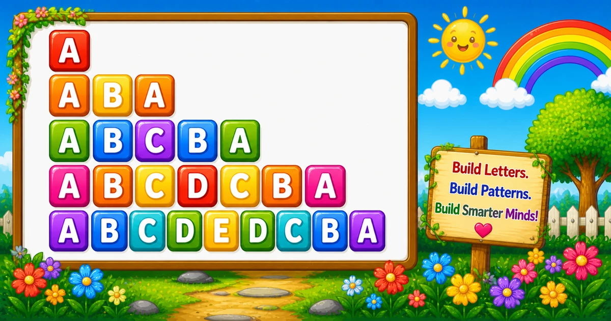 Palindromic alphabet pyramid A through ABCDEDCBA in C++
