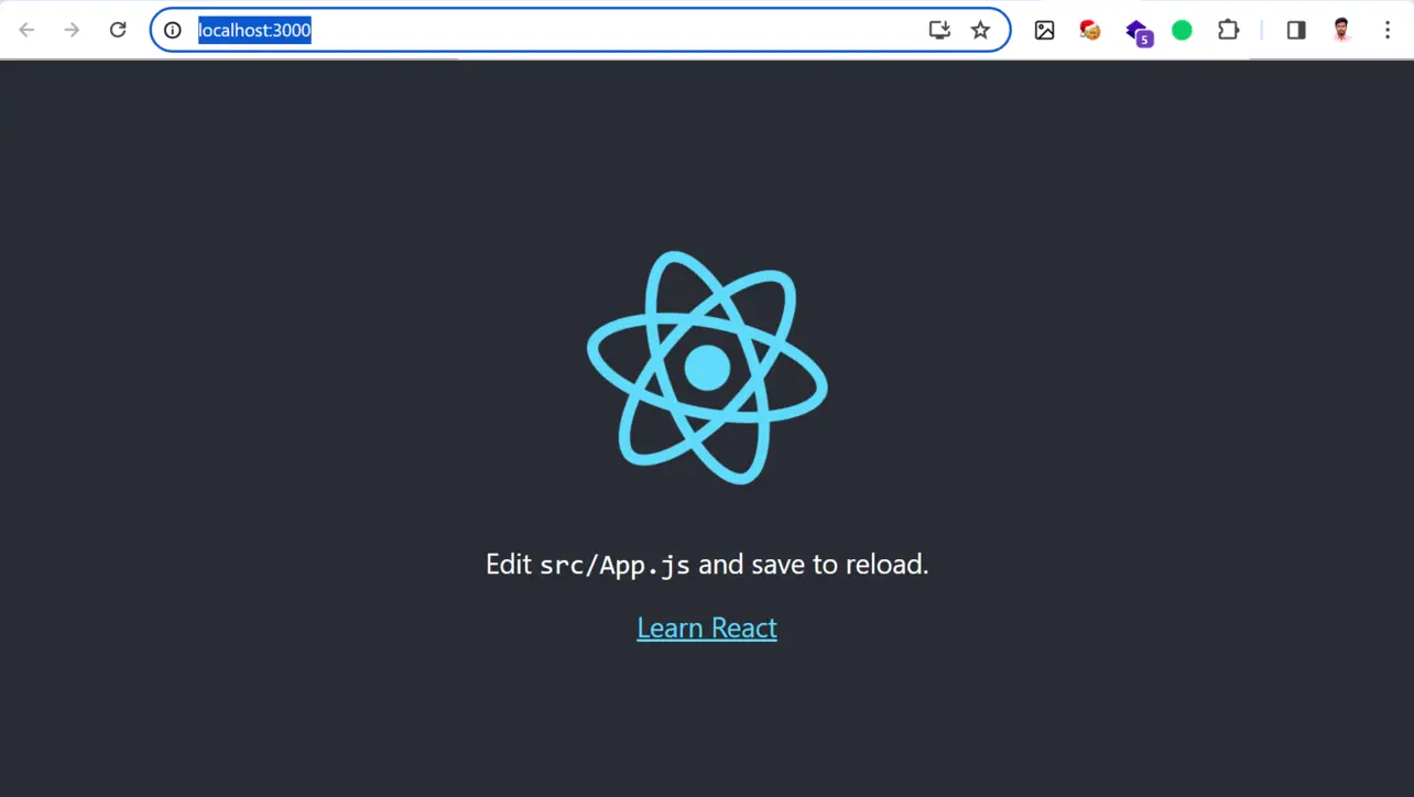 Default Create React App running on localhost