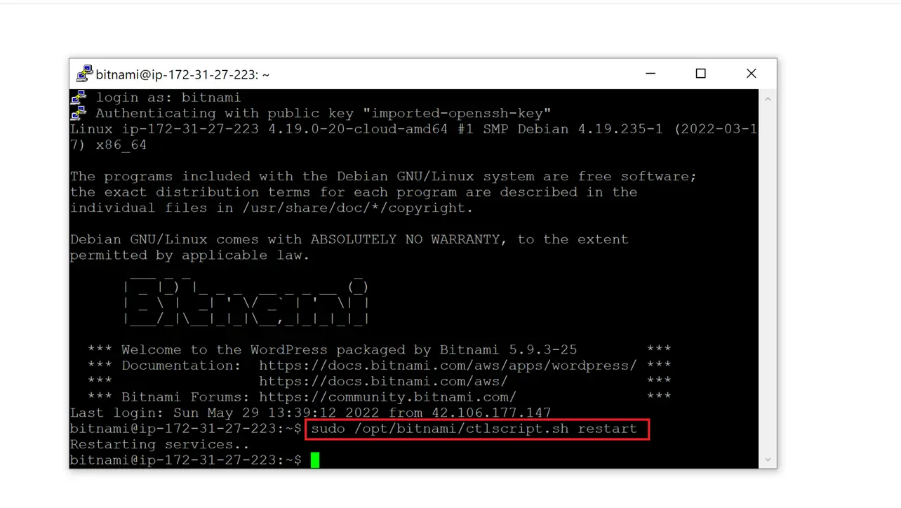 Terminal restarting Bitnami stack with ctlscript.sh