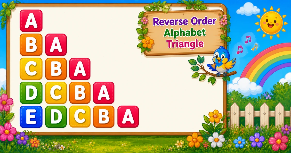 Reverse-order alphabet triangle A, BA, CBA, DCBA, EDCBA in C++