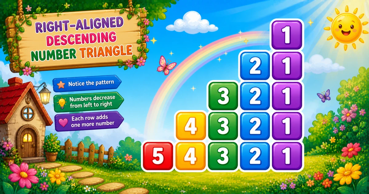 Right-aligned descending number triangle output (    1,   21,  321, 4321, 54321) in C++ programming