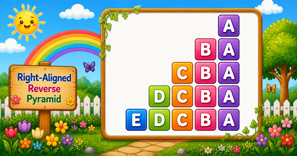 Right-aligned reverse alphabet pyramid A through EDCBA in C++