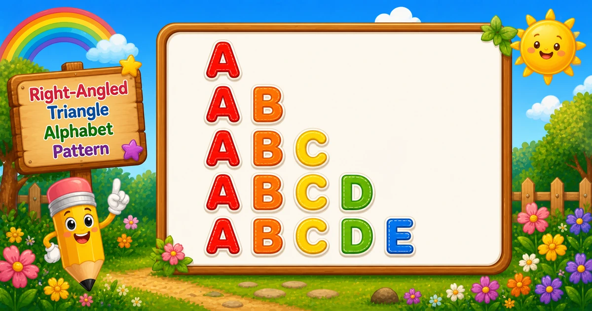 Alphabet right-angled triangle pattern (A, AB, ABC, ...) in C++ programming