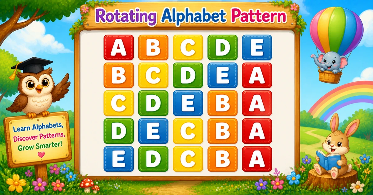 Rotating alphabet rows ABCDE BCDEA CDEBA DECBA EDCBA in Java