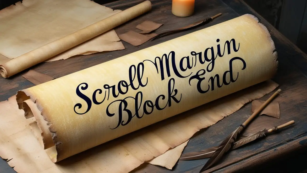 CSS scroll-margin-block-end property tutorial showing block-end scroll offset in a container
