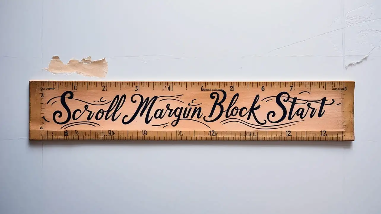 CSS scroll-margin-block-start property tutorial showing block-start scroll offset below a sticky header