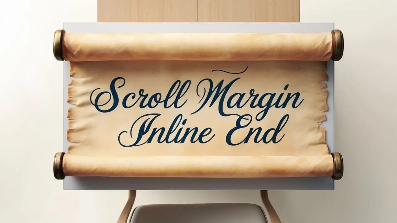 CSS scroll-margin-inline-end property tutorial showing inline-end scroll offset in a horizontal container