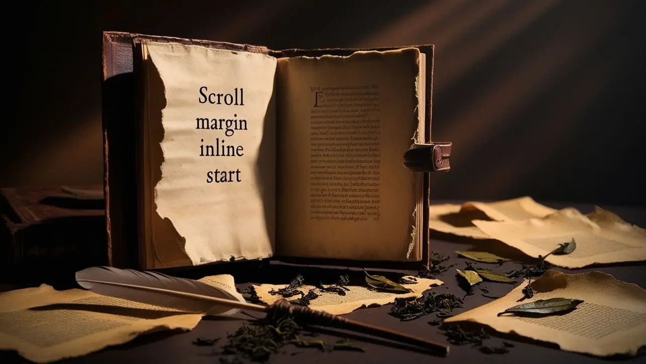CSS scroll-margin-inline-start property tutorial showing inline-start scroll offset in a horizontal container