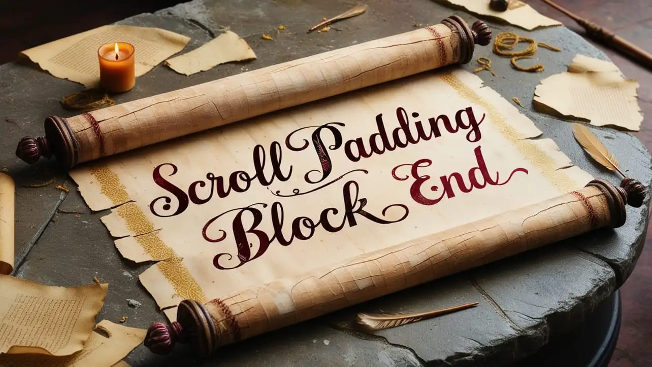 CSS scroll-padding-block-end property tutorial showing block-end scrollport inset in a container