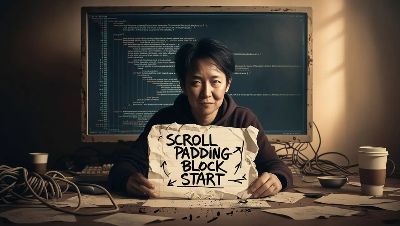 CSS scroll-padding-block-start property tutorial showing block-start scrollport inset in a container