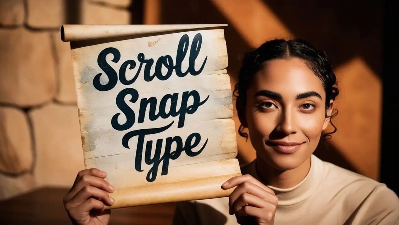 CSS scroll-snap-type property tutorial showing horizontal scroll snapping on a carousel container